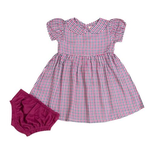pinkandblue produto Vestido bebe estampa magenta e azul